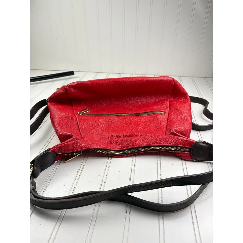Valentina Vintage Y2K Red Pebbled Leather Slouchy Hobo Shoulder Bag Purse